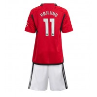 Fotballdrakt Barn Manchester United Rasmus Hojlund #11 Hjemmedraktsett 2023-24 Kortermet (+ Korte bukser)
